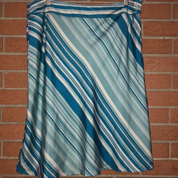 🍬ANNE KLINE🍬DIAGONAL STRIPE SILK A-LINE SKIRT🍬 - Picture 1 of 8